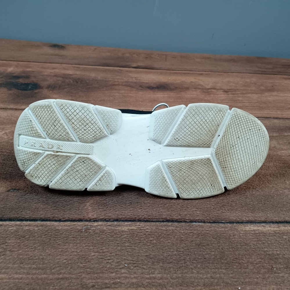 Prada Milano Black Knit Sock Sneakers Chunky White Sole Logo size 37 - Picture 7 of 7